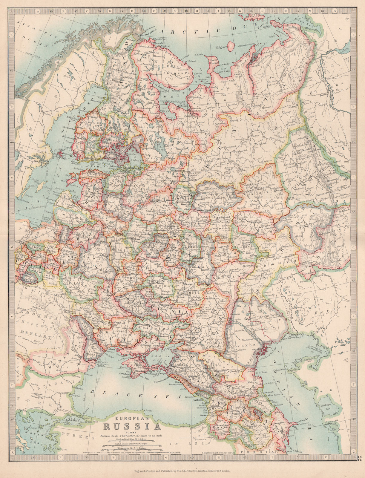 EUROPEAN RUSSIA. 1812 Napoleonic battlefields are marked. JOHNSTON 1912 map