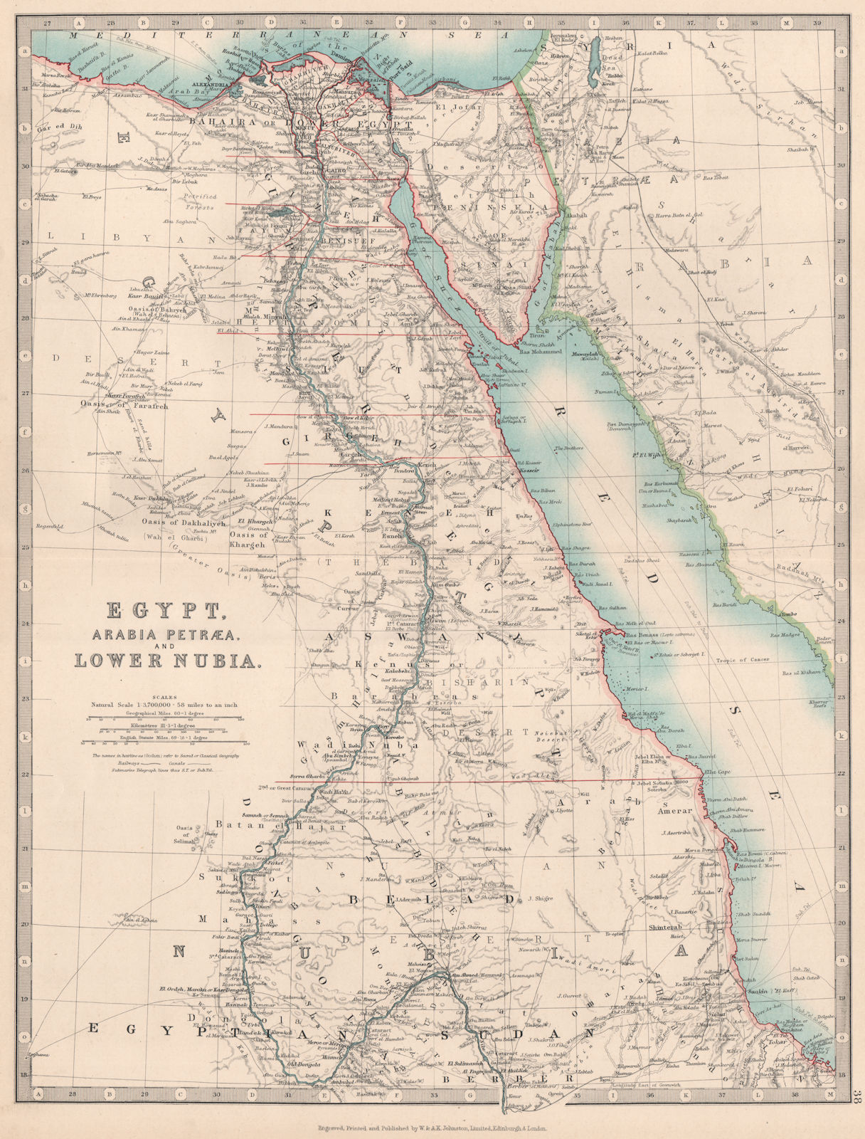 EGYPT ARABIA PETRAEA LOWER NUBIA. Nile Valley Red Sea Sharm El Sheikh 1912 map