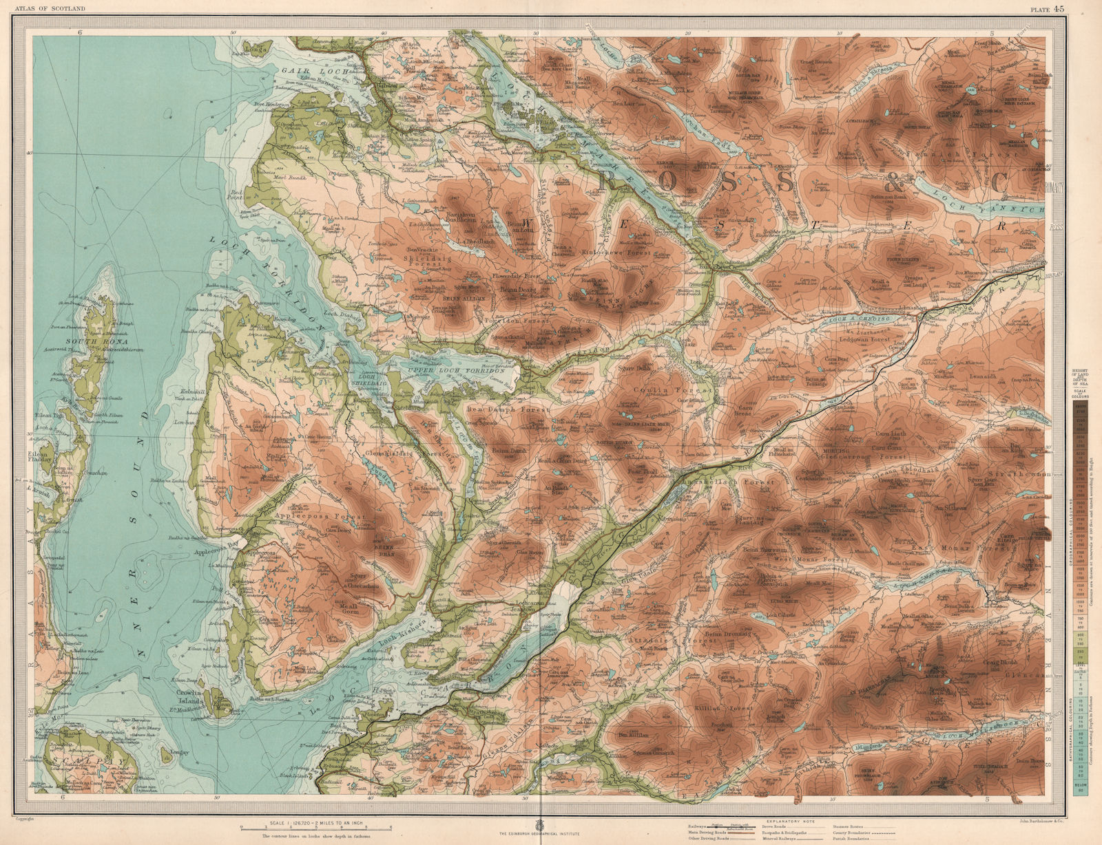 ROSS & CROMARTY. Kinlochewe Torridon Loch Carron Applecross. LARGE 1912 map