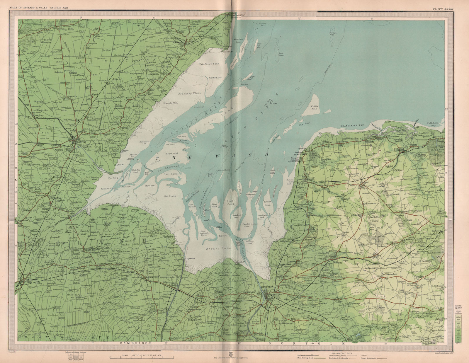 Associate Product THE WASH. Boston King's Lynn Hunstanton Wainfleet. Lincs Norfolk. LARGE 1903 map