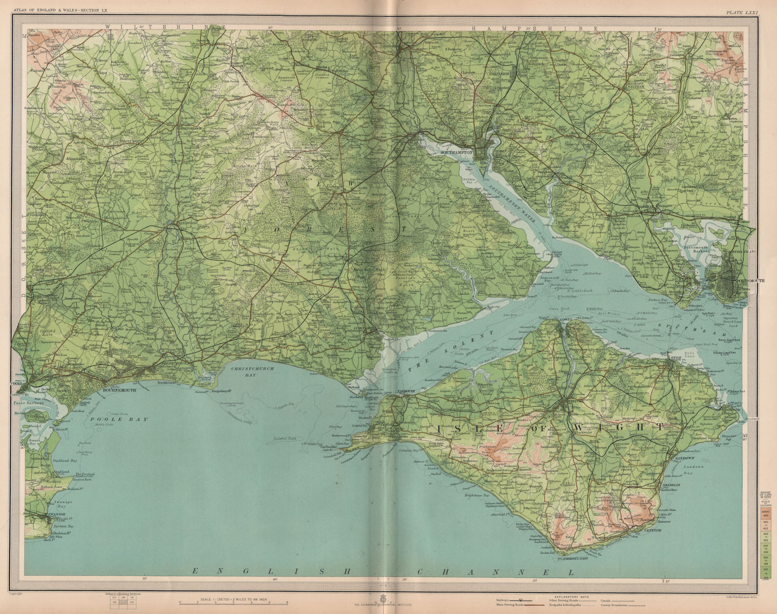 HAMPSHIRE SOUTH Southampton Isle of Wight Bournemouth Portsmouth. LARGE 1903 map