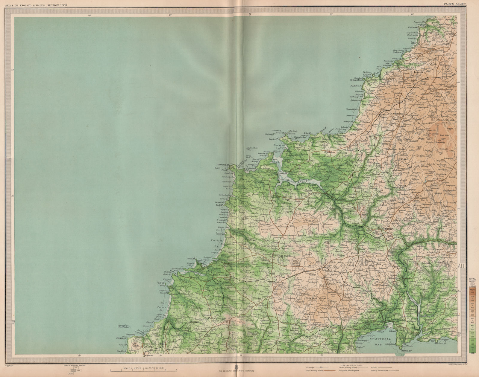 Associate Product CORNWALL. Newquay Bodmin Moor Fowey Padstow St Austell. LARGE 1903 old map