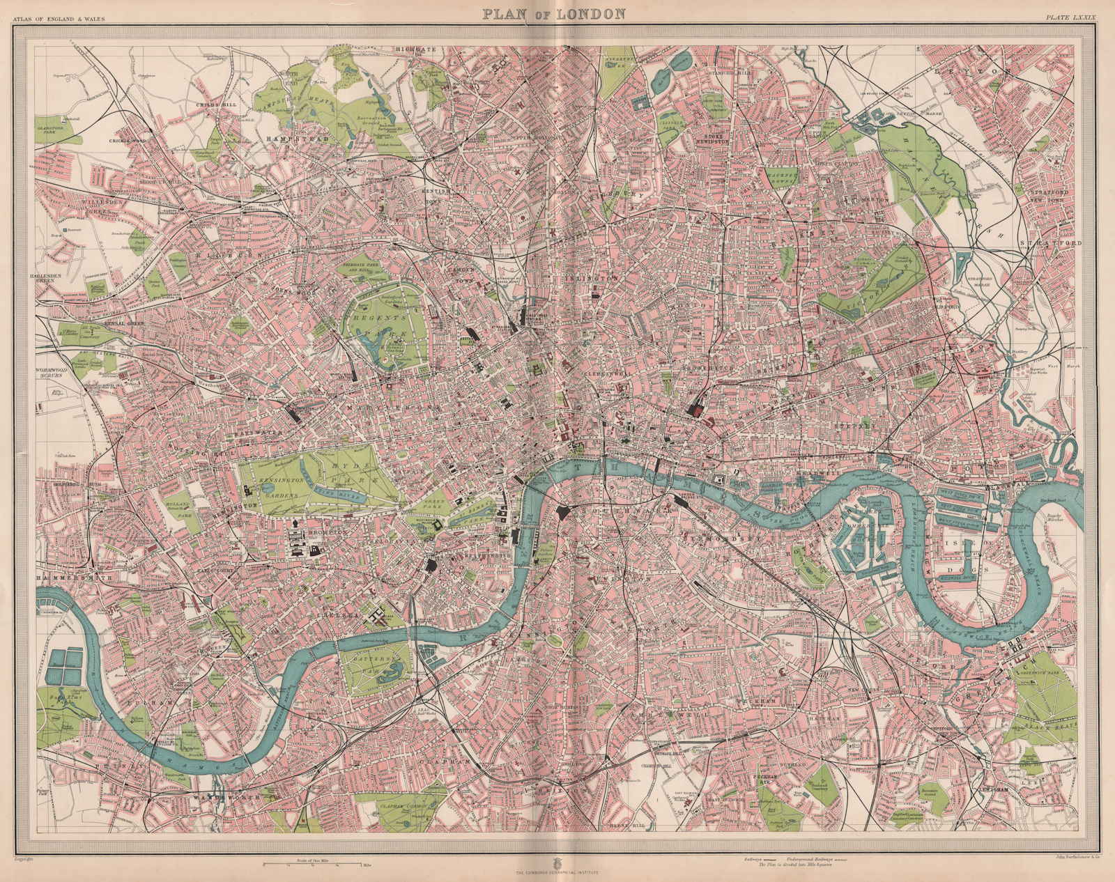 Associate Product CENTRAL LONDON. Large detailed plan. Railways tube public buildings 1903 map