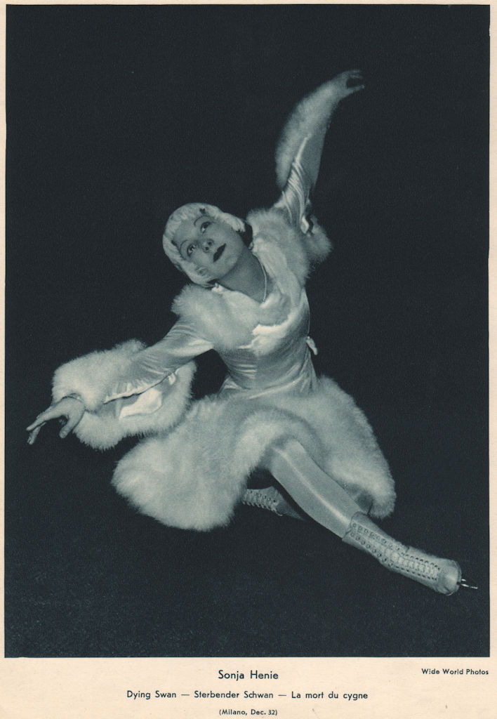 Associate Product ICE FIGURE SKATING. Sonja Henie - Dying Swan (Milano, Dec 32) 1935 old print