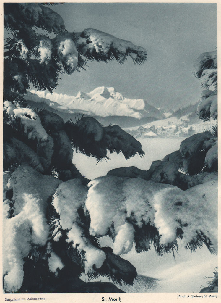 ALPINE SCENERY. St. Moritz 1935 old vintage print picture