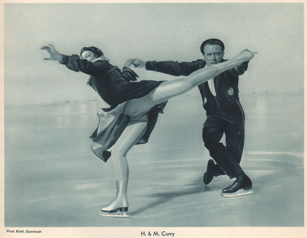 ICE FIGURE SKATING. H. & M. Curry, Garmisch 1935 old vintage print picture