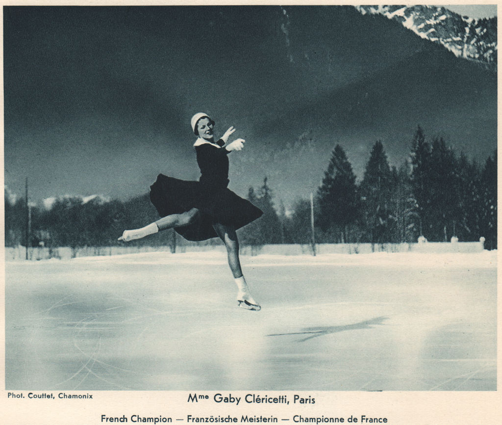 ICE FIGURE SKATING. Mme Gaby Cléricetti, Chamonix - Championne de France 1935