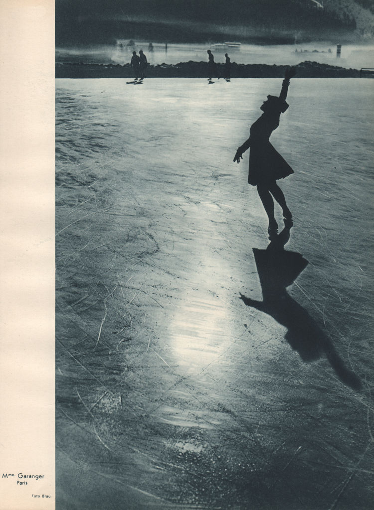 ICE FIGURE SKATING. Mme Garanger Paris 1935 old vintage print picture