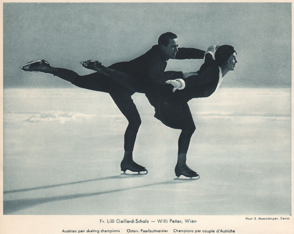 Associate Product ICE FIGURE SKATING. Fr. Lilli Gaillard-Scholz - Willi Petter, Davos 1935 print