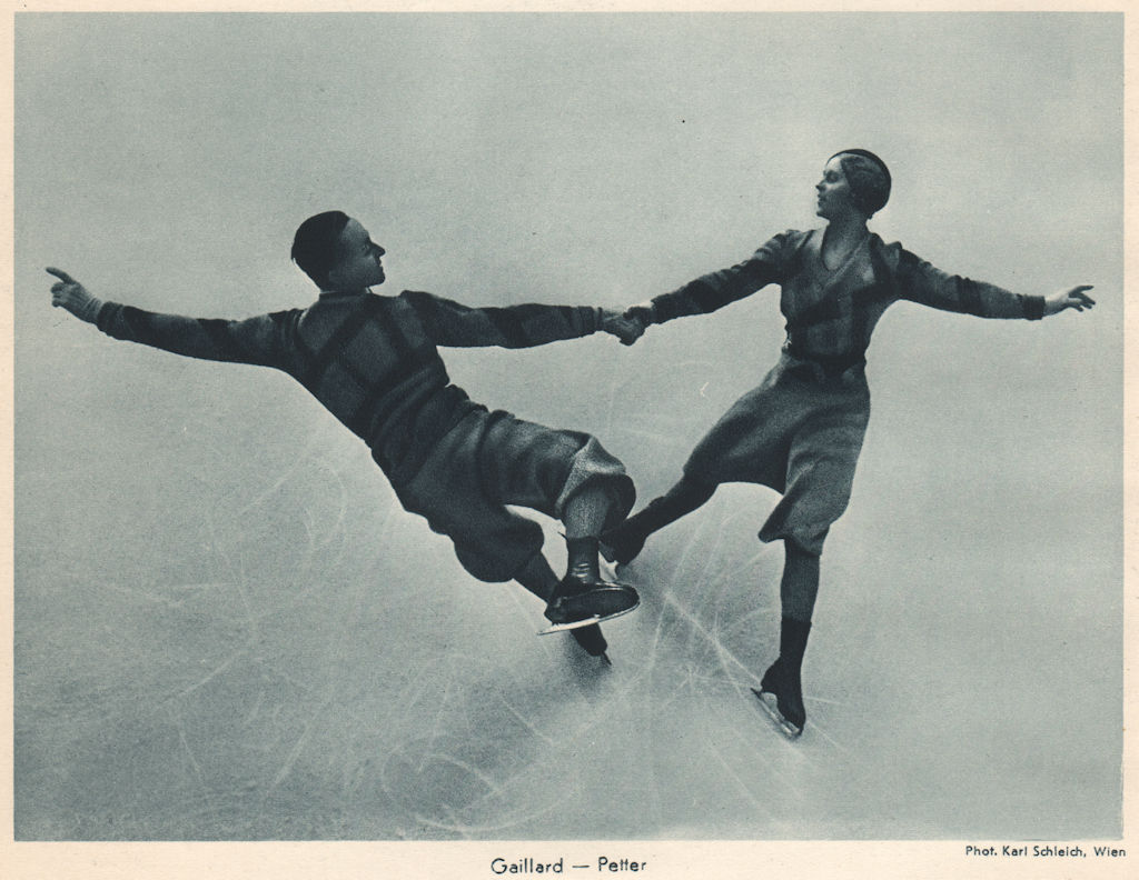 ICE FIGURE SKATING. Gaillard - Petter 1935 old vintage print picture