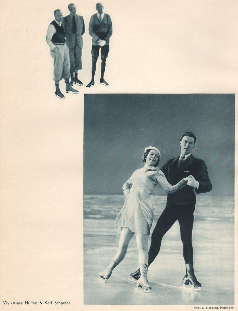 Associate Product ICE FIGURE SKATING. Vivi-Anne Hultén & Karl Schaefer 1935 old vintage print