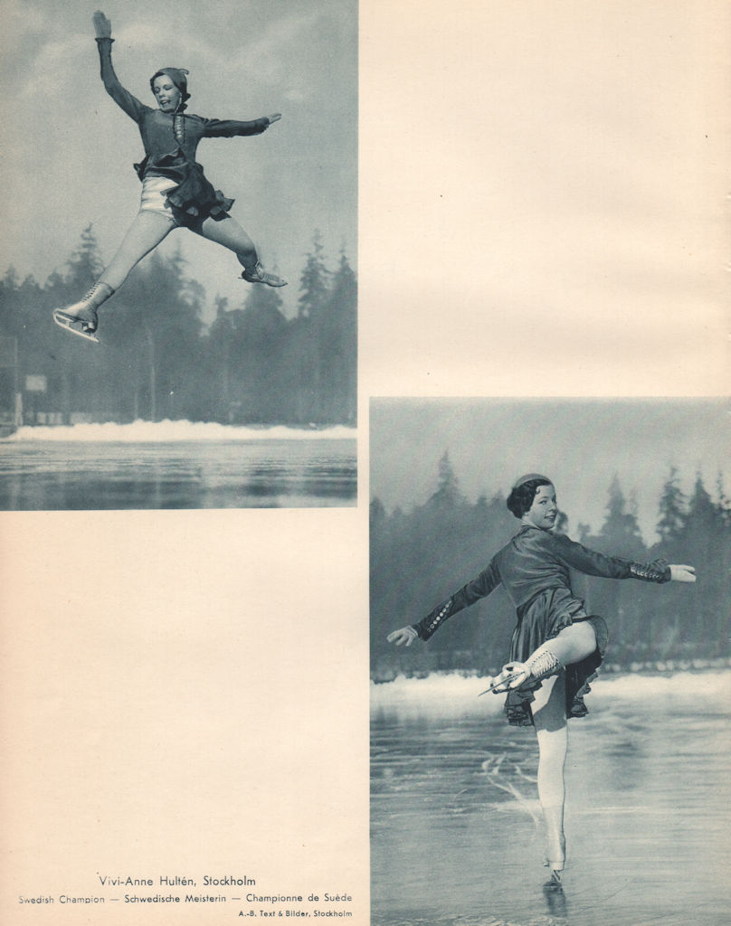 Associate Product ICE FIGURE SKATING. Vivi-Anne Hultén - Swedish Champion 1935 old vintage print