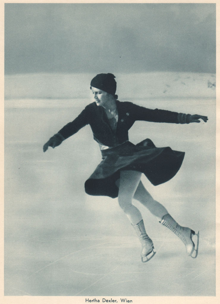 ICE FIGURE SKATING. Hertha Dexler 1935 old vintage print picture