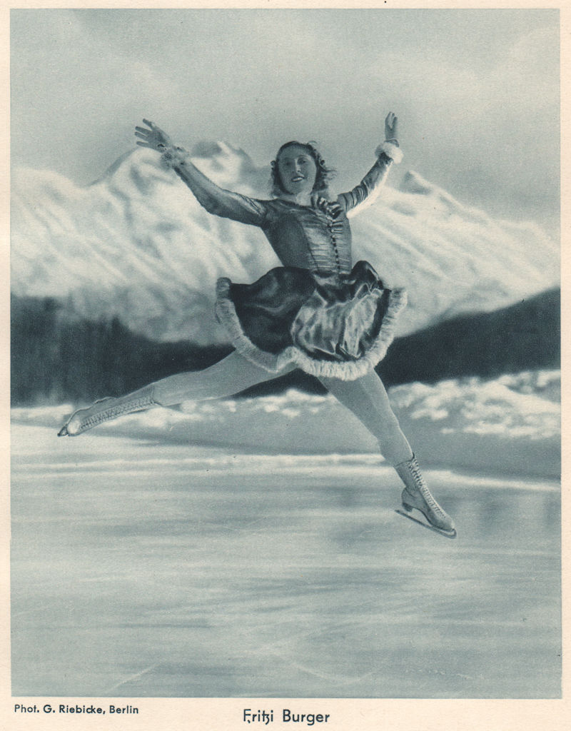 ICE FIGURE SKATING. Fritzi Burger - Austrian and European Champion 1935 print