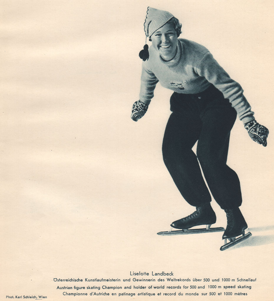 Associate Product SPEED SKATING Liselotte Landbeck, Austrian Champion & world record holder 1935