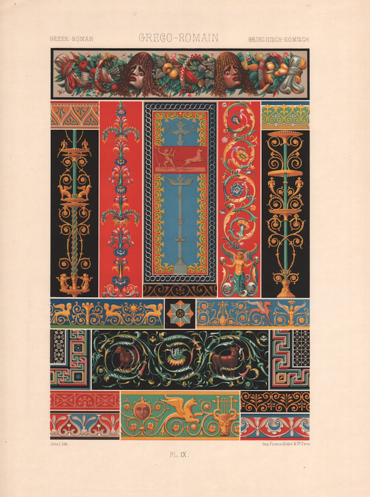 Associate Product RACINET ORNEMENT POLYCHROME 9 Grec decorative arts patterns motifs c1885 print
