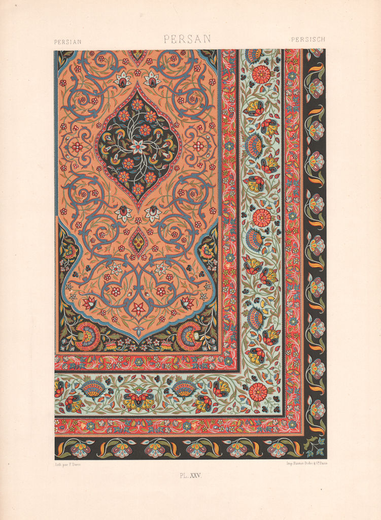 RACINET ORNEMENT POLYCHROME 25 Persian decorative arts patterns motifs c1885