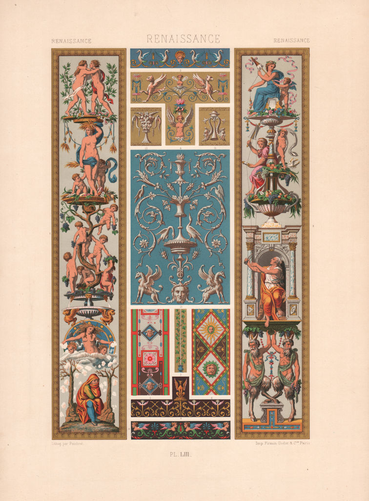 RACINET ORNEMENT POLYCHROME 53 Renaissance decorative arts patterns motifs c1885