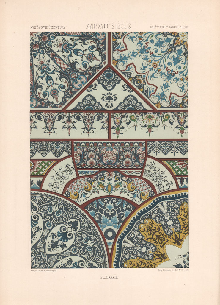 Associate Product RACINET ORNEMENT POLYCHROME 82 17th/18th century Baroque art pattern motif c1885