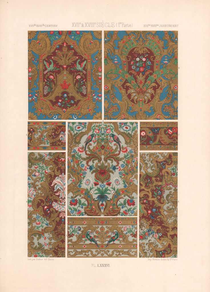 Associate Product RACINET ORNEMENT POLYCHROME 86 17th/early 18th C Baroque art pattern motif c1885