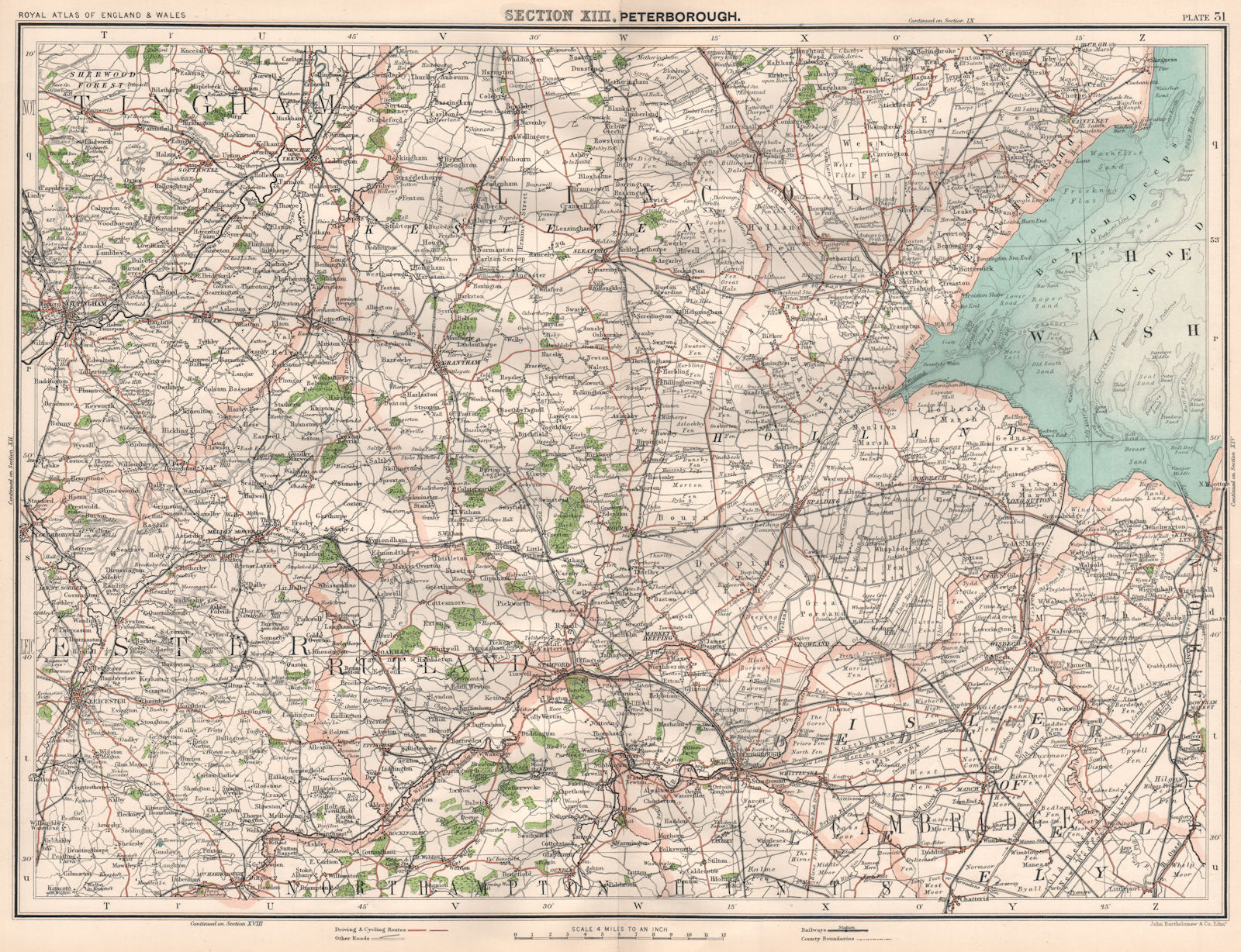 THE FENS. Isle of Ely Fenland Kesteven Holland Fenland Peterborough 1898 map