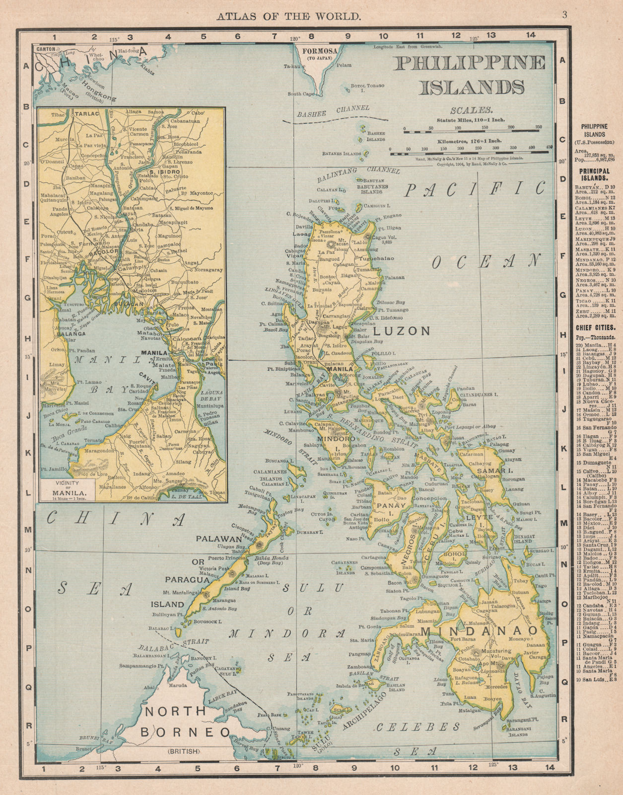Philippine Islands. Manila. Philippines. RAND MCNALLY 1912 old antique map