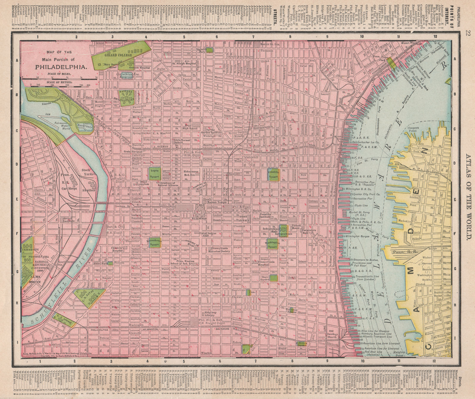 Philadelphia town city map plan. Pennsylvania. RAND MCNALLY 1912 old