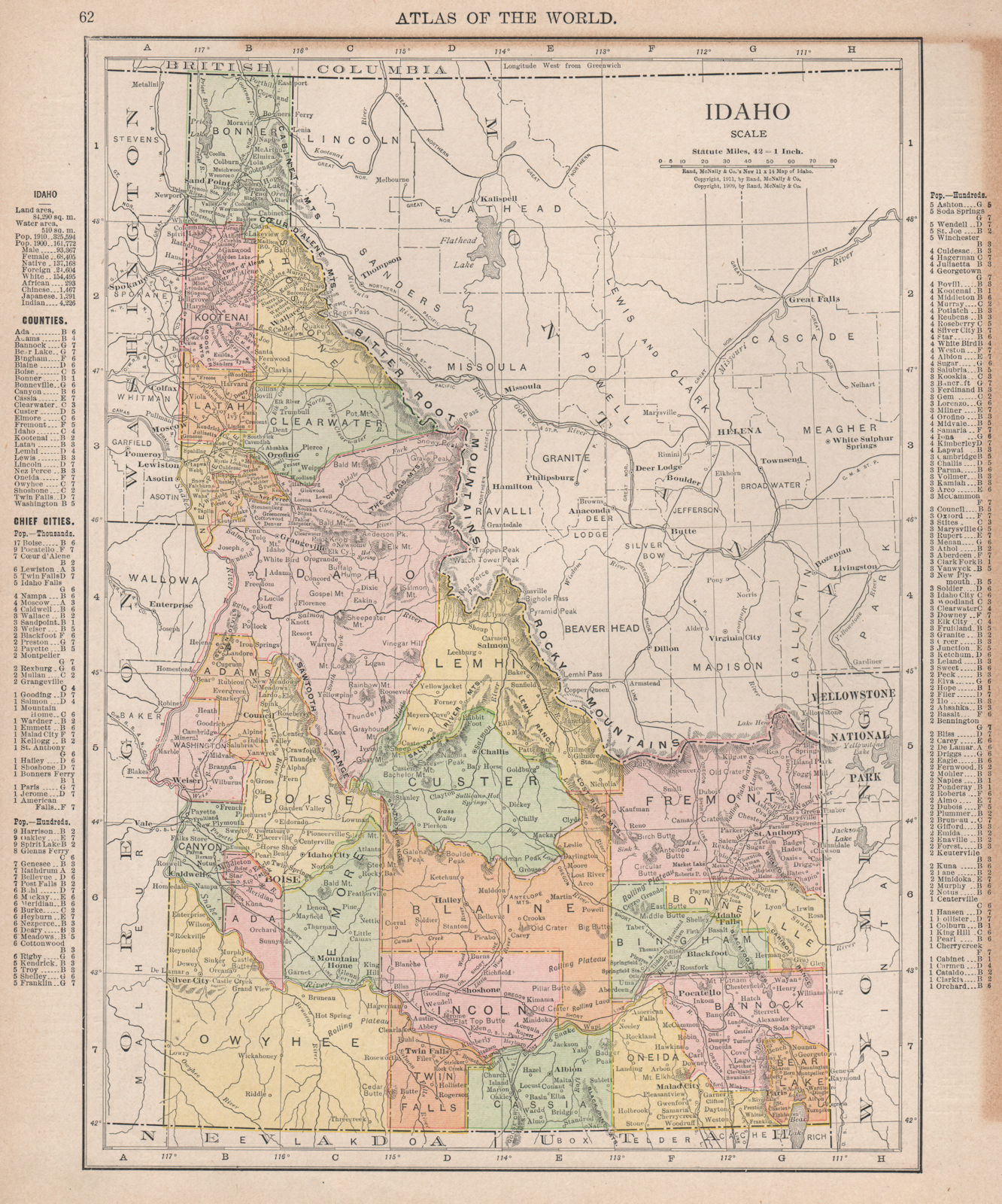 Associate Product Idaho state map showing counties. RAND MCNALLY 1912 old antique plan chart