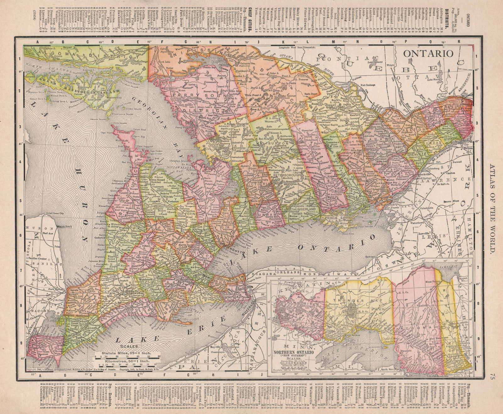 Ontario. Northern Ontario (“New Ontario”). Canada. RAND MCNALLY 1912 old map