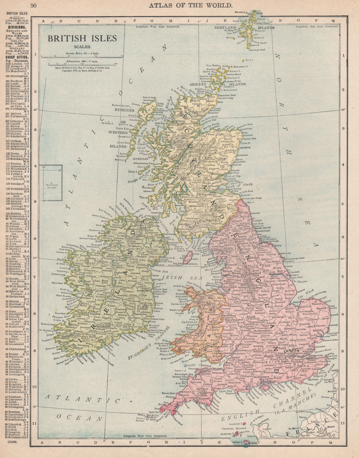 British Isles. England Ireland Scotland Wales. RAND MCNALLY 1912 old map