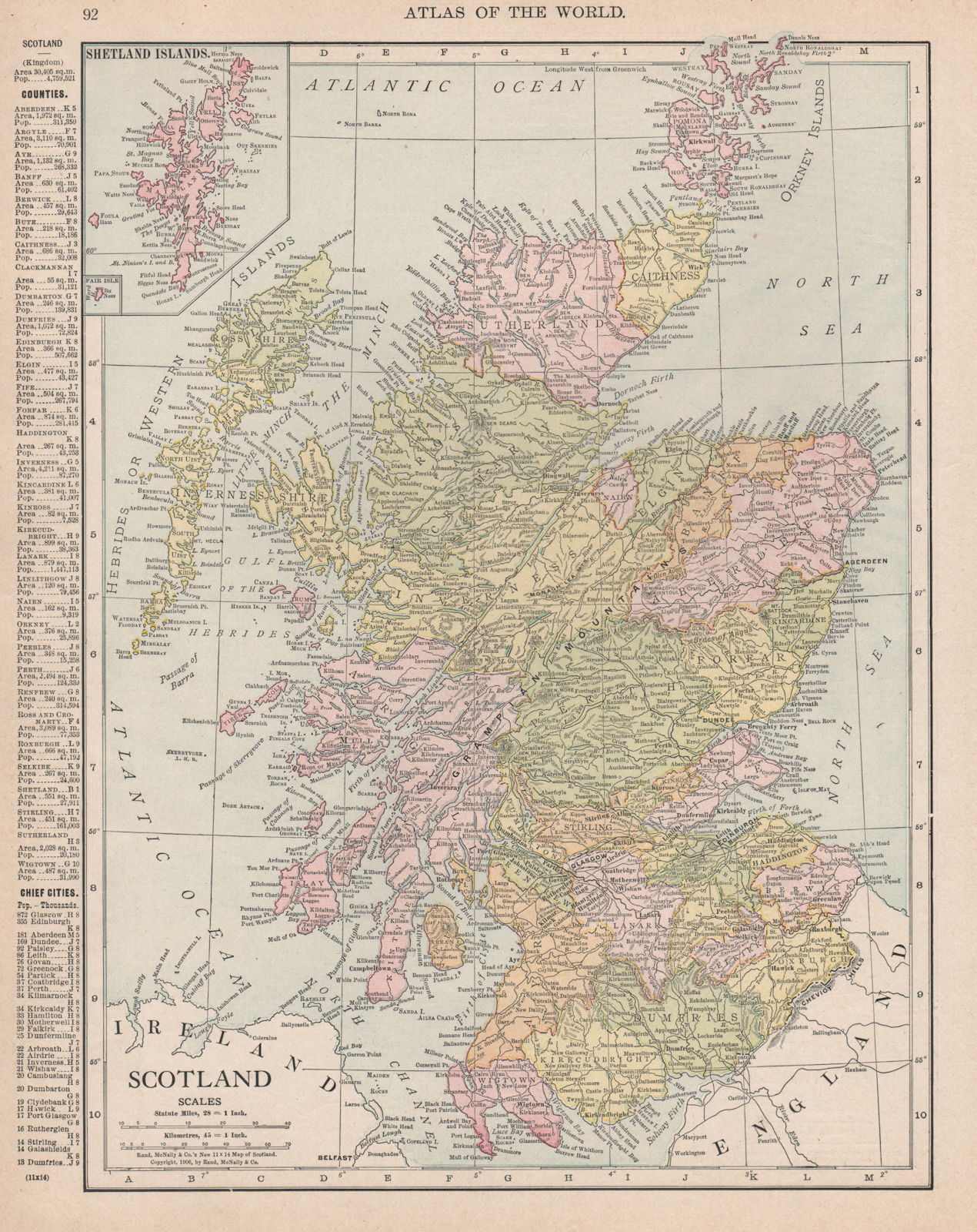 Associate Product Scotland in counties. RAND MCNALLY 1912 old antique vintage map plan chart