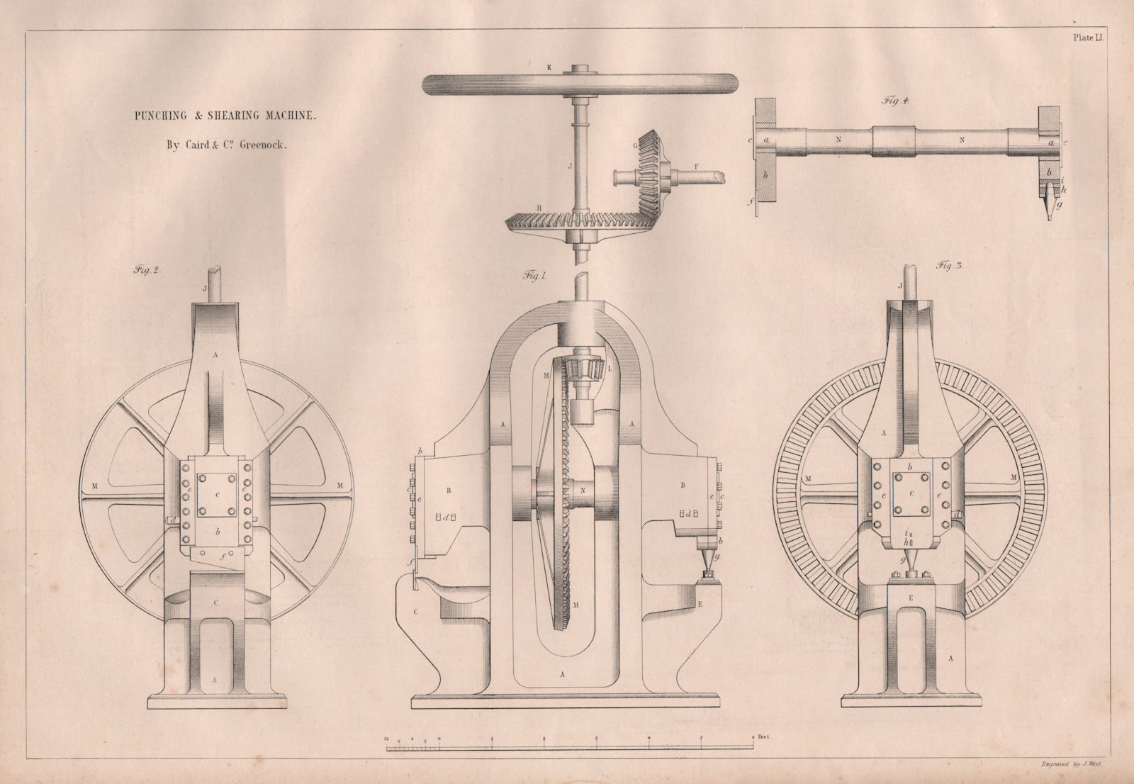 Associate Product VICTORIAN ENGINEERING DRAWING. Punching & shearing machine. Caird & Co. 1847