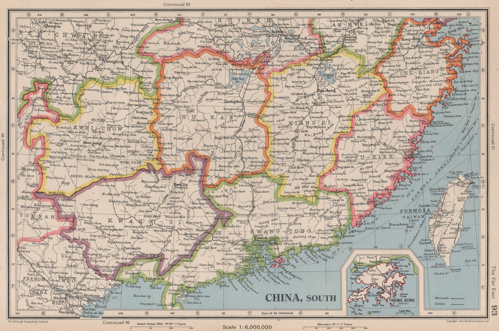 Associate Product SOUTHERN CHINA. Fukien Kiangsi Hunan Kwangtung Taiwan Hong Kong 1944 old map