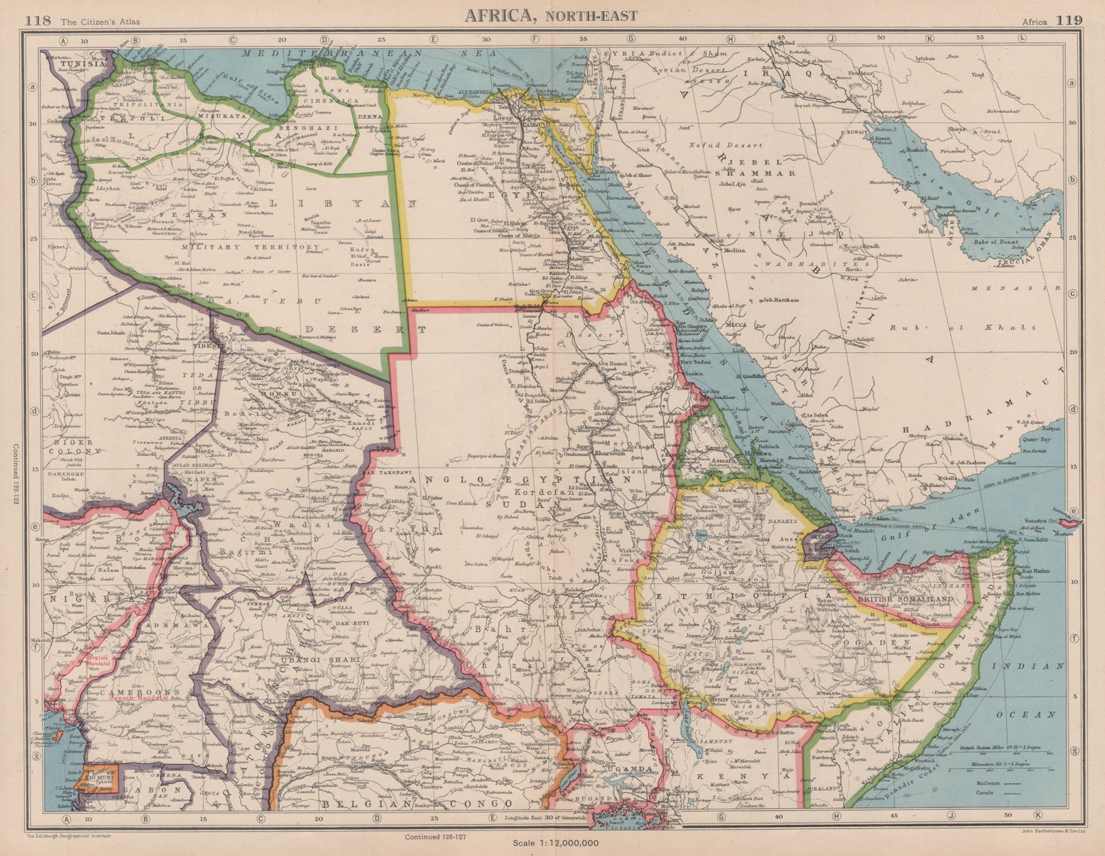 Associate Product NORTH EAST AFRICA. Libya Egypt Sudan Ethiopia Chad. BARTHOLOMEW 1944 old map