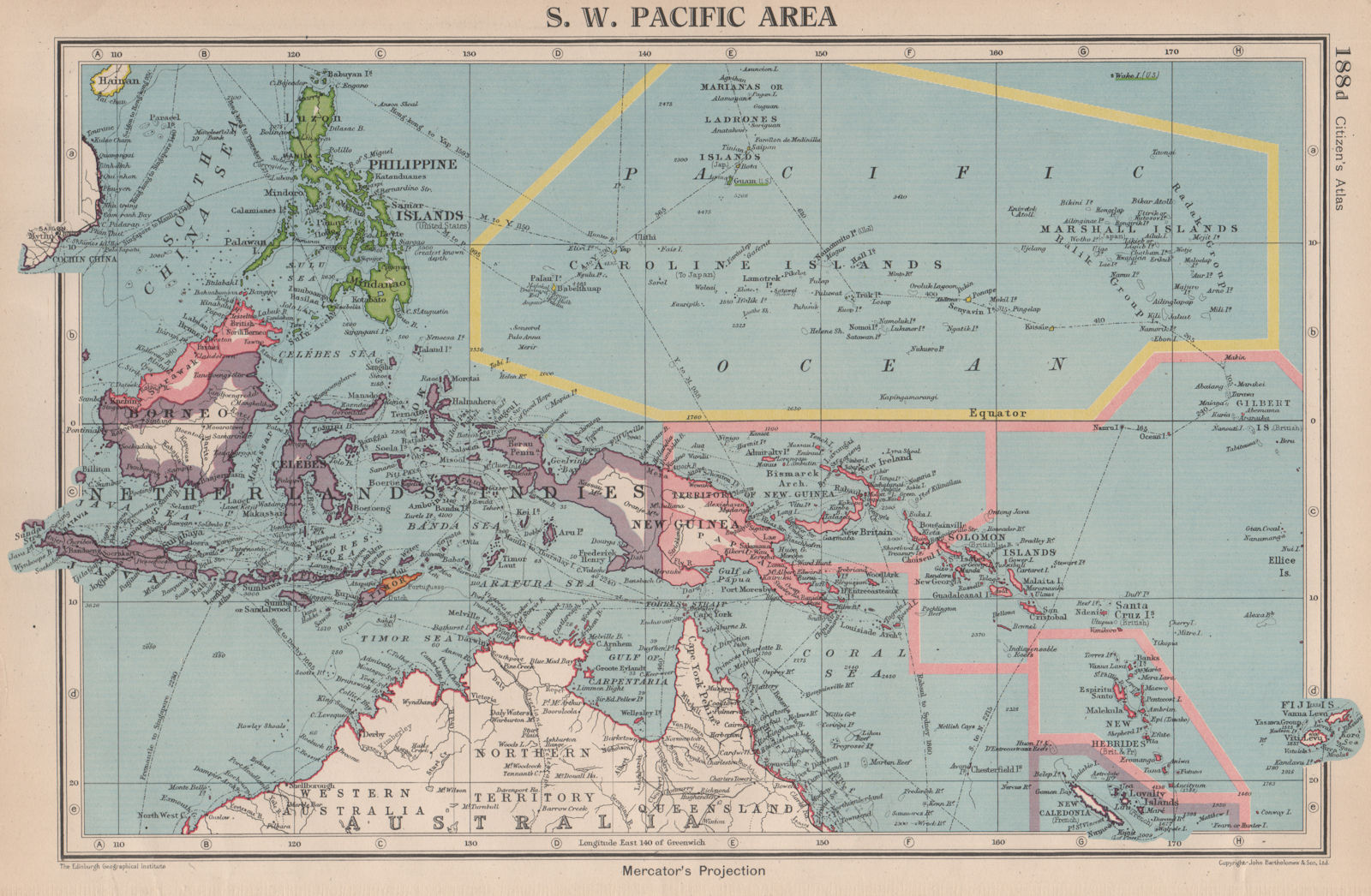 Associate Product SOUTH-WEST PACIFIC shows Japanese-occupied Micronesia. Caroline Islands 1944 map
