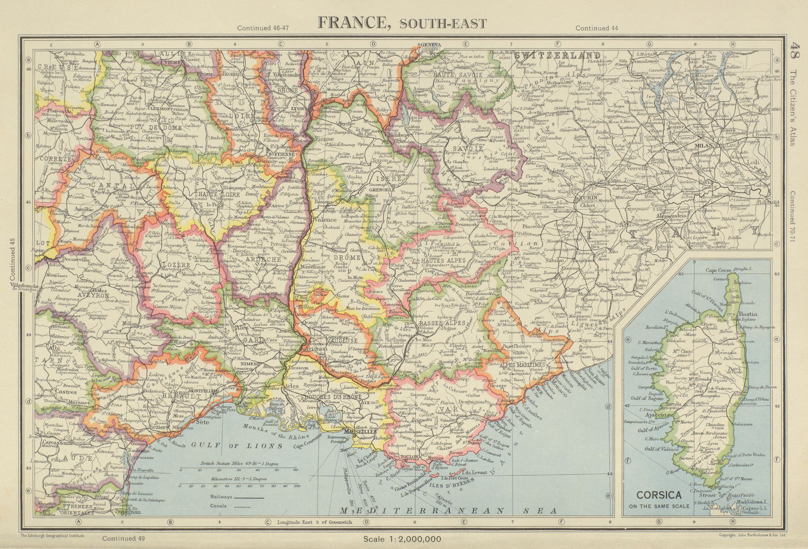 Associate Product FRANCE SOUTH-EAST pre 1947-border changes. w/o Tende & Mt Cenis 1947 old map