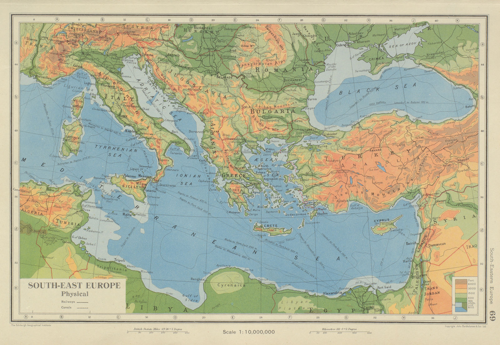 South Eastern EUROPE Eastern Mediterranean. Balkans Greece Turkey Italy 1947 map