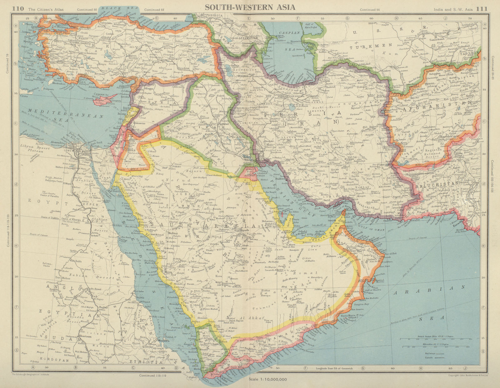 MIDDLE EAST. South-West Asia Trucial Oman (UAE) Dibai (Dubai) Abu Dhabi 1947 map