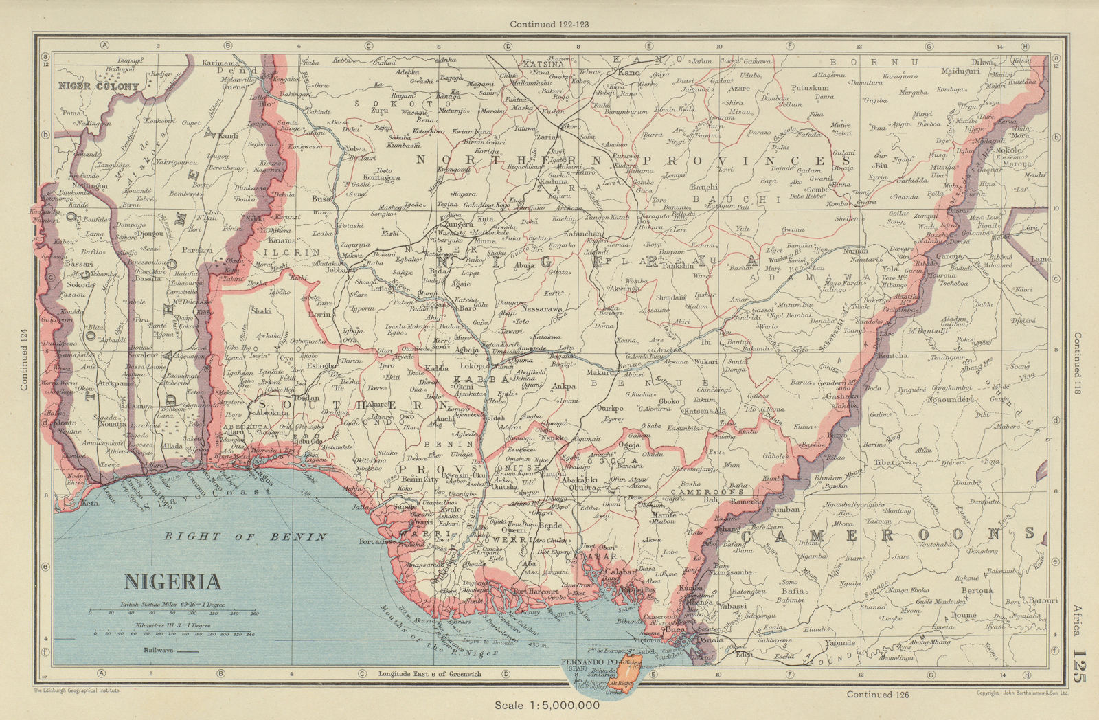 Associate Product NIGERIA. Dahomey (Benin) Fernando Po/Bioko. BARTHOLOMEW 1947 old vintage map