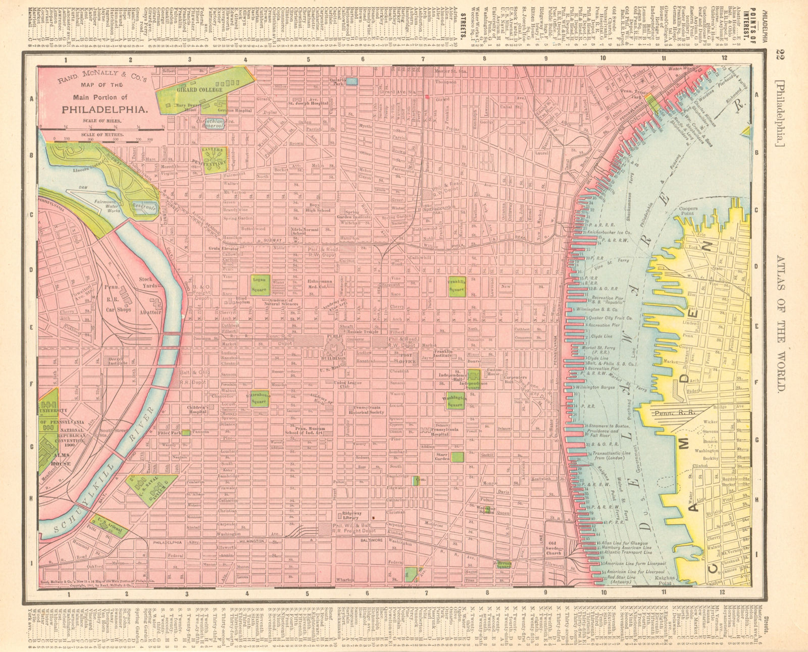 Associate Product Philadelphia town city map plan. Pennsylvania. RAND MCNALLY 1906 old