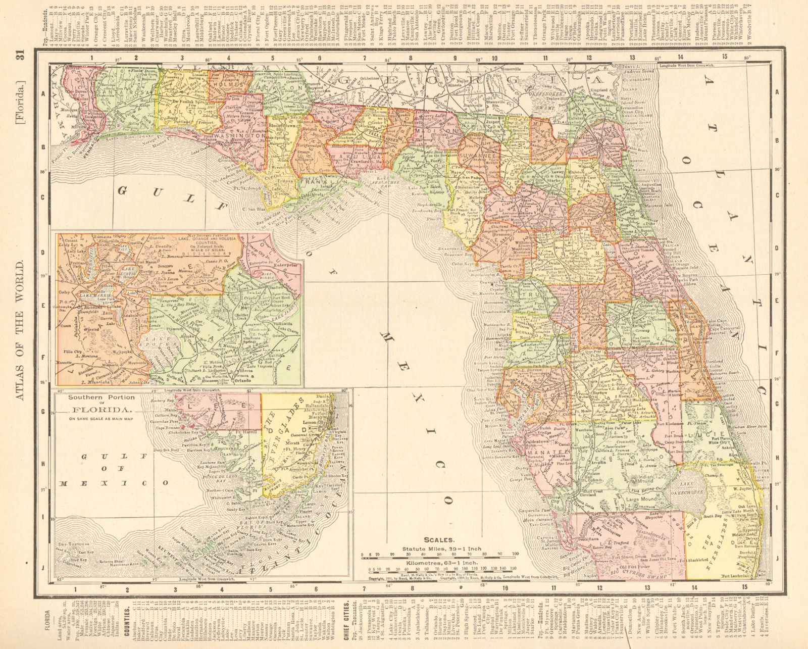 Associate Product Florida state map showing counties. RAND MCNALLY 1906 old antique chart
