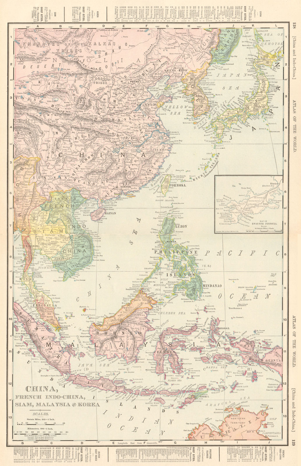 Associate Product EAST ASIA. China, Siam, French Indo-China & Korea. RAND MCNALLY 1906 old map