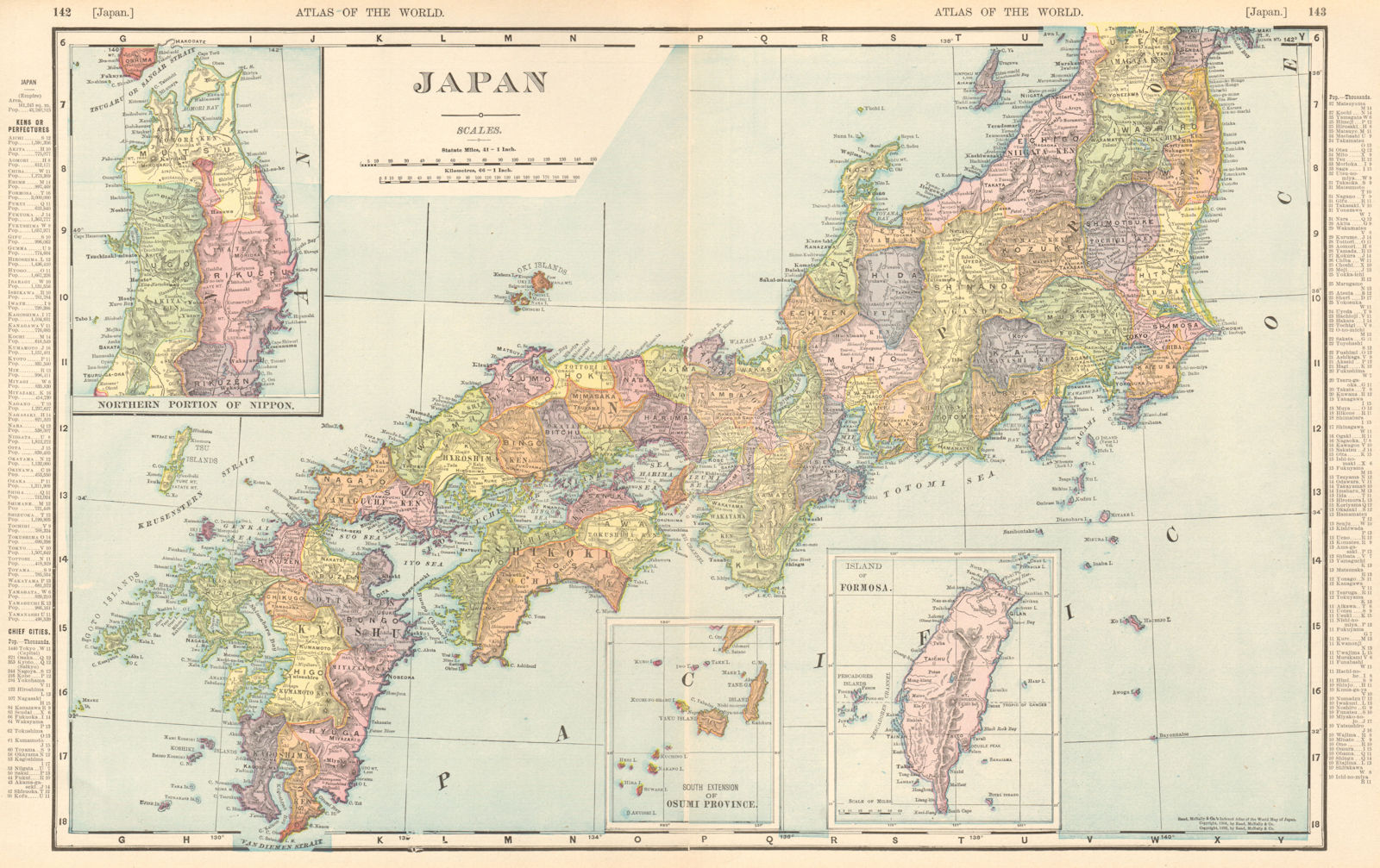 JAPAN & Formosa / Taiwan. RAND MCNALLY 1906 old antique vintage map plan chart