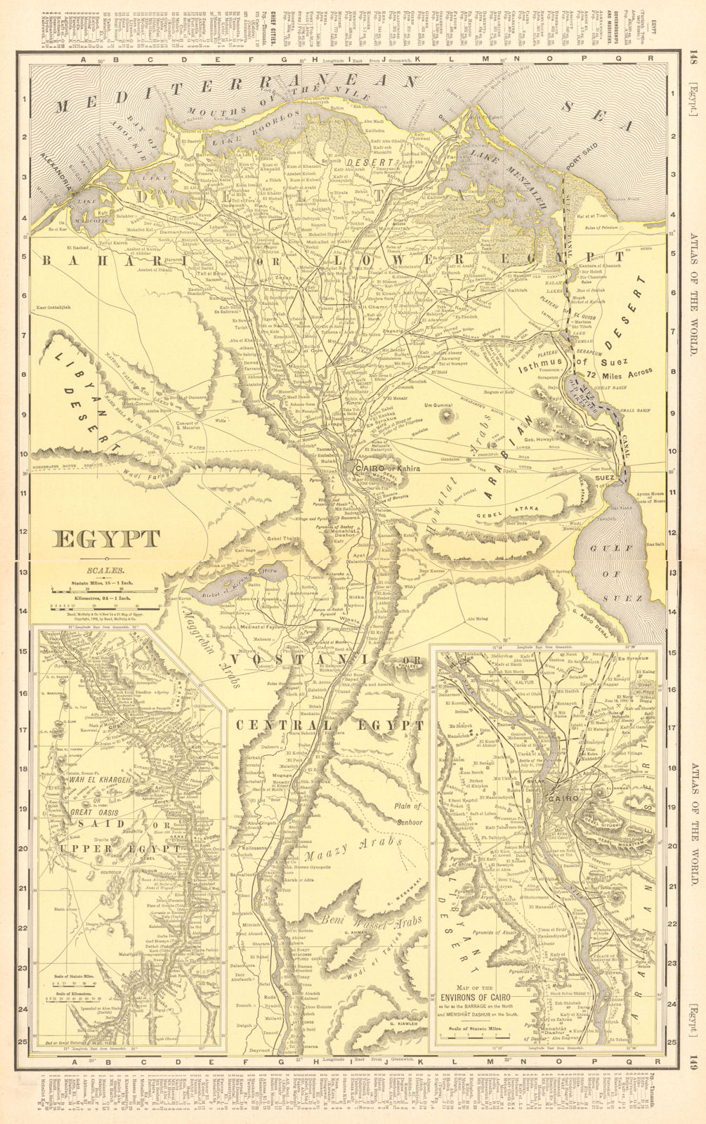 Egypt & Nile River valley. Cairo environs. RAND MCNALLY 1906 old antique map