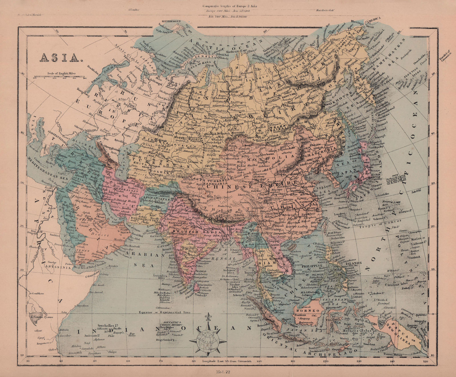 Associate Product Asia. British India Siam Annam Burmah Persia Arabia.HUGHES 1876 old map