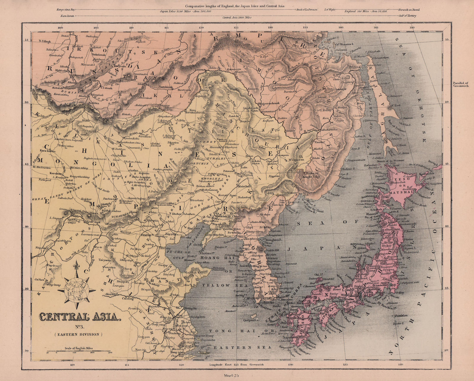 Central Asia (Eastern). Japan Korea NE China Russian Far East. HUGHES 1876 map