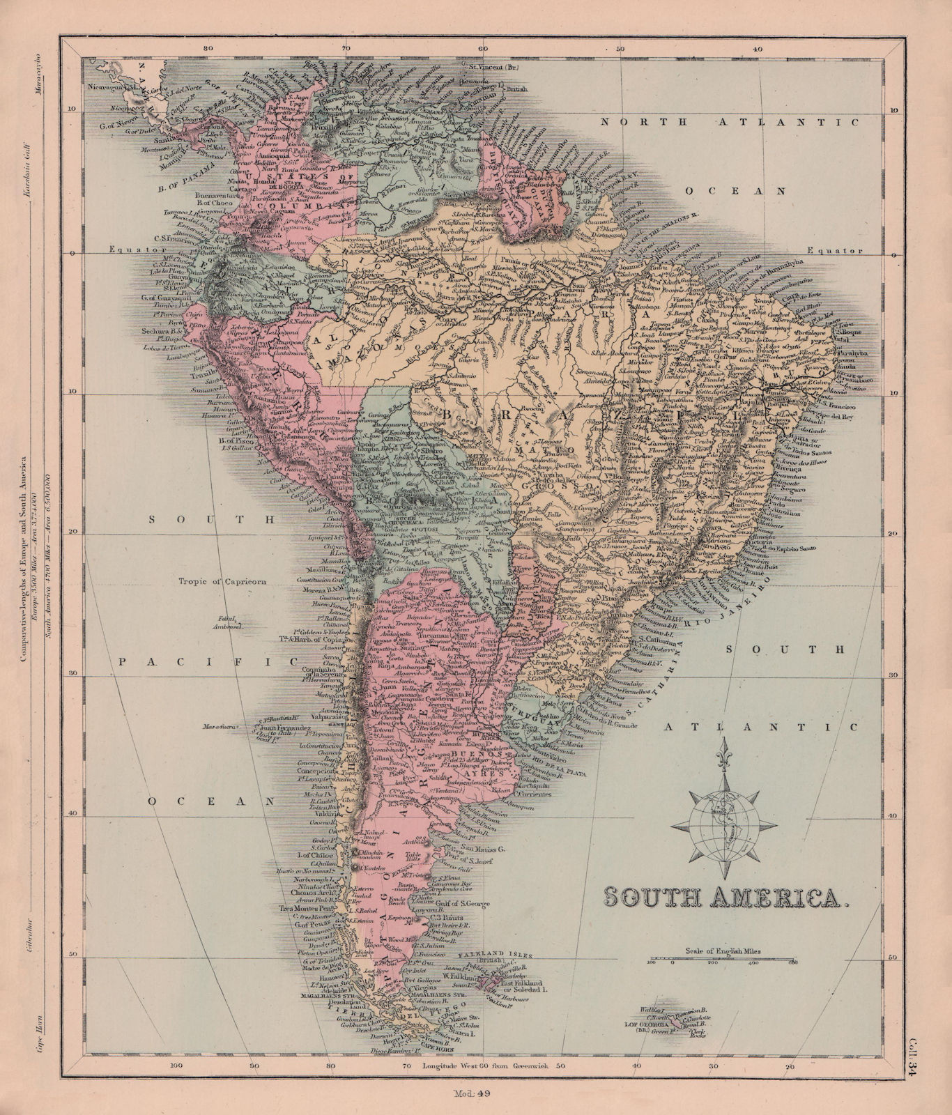 South America. Bolivia w/ Littoral. HUGHES 1876 old antique map plan chart