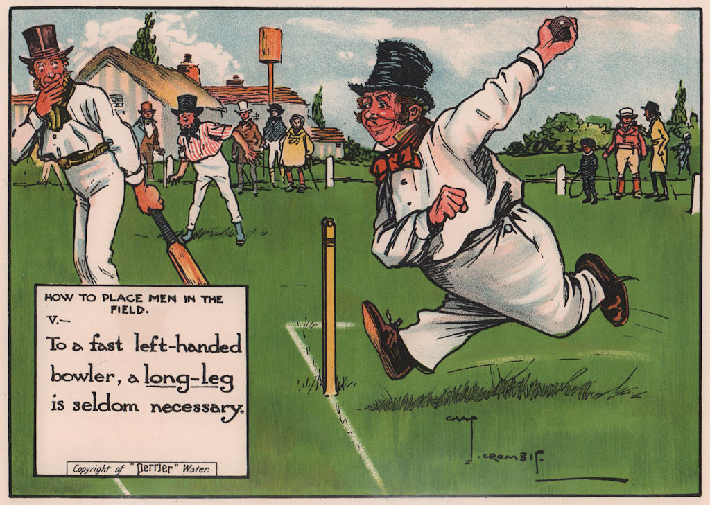 Associate Product LAWS OF CRICKET. Long-leg unnecessary to a fast left-handed bowler. CROMBIE 1906