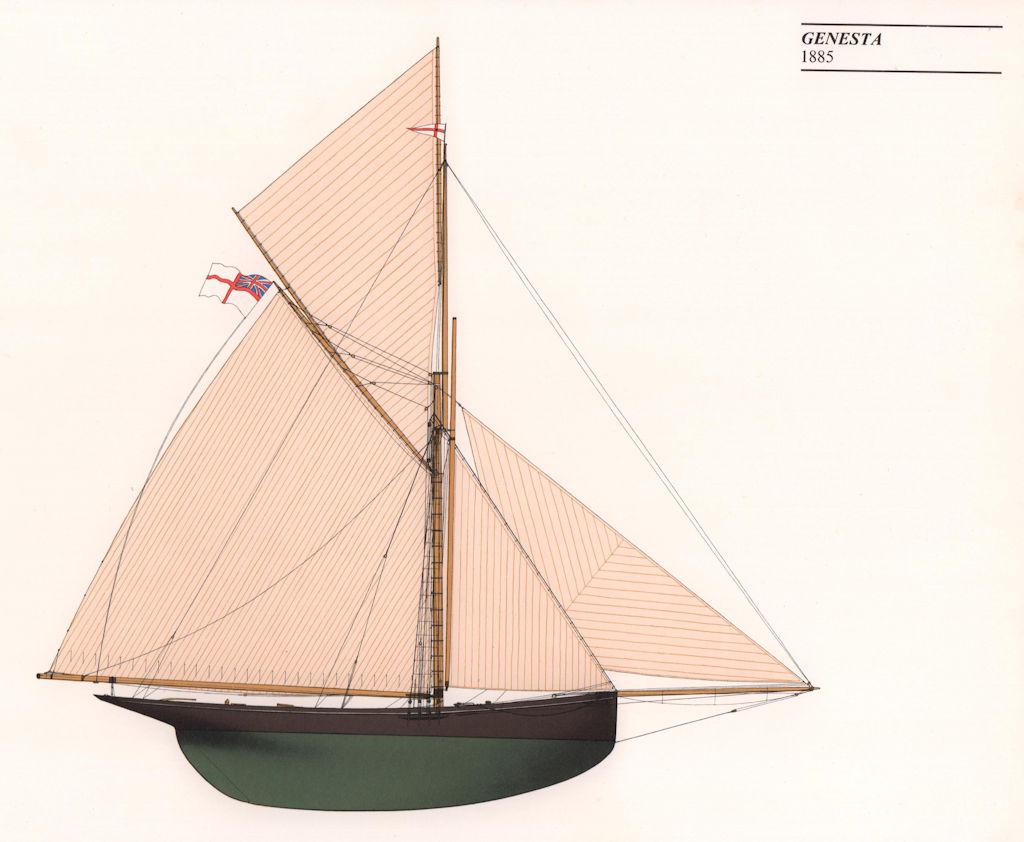 Americas Cup - Genesta (1885) - Royal Yacht Squadron. JOHN GARDNER 1971 print