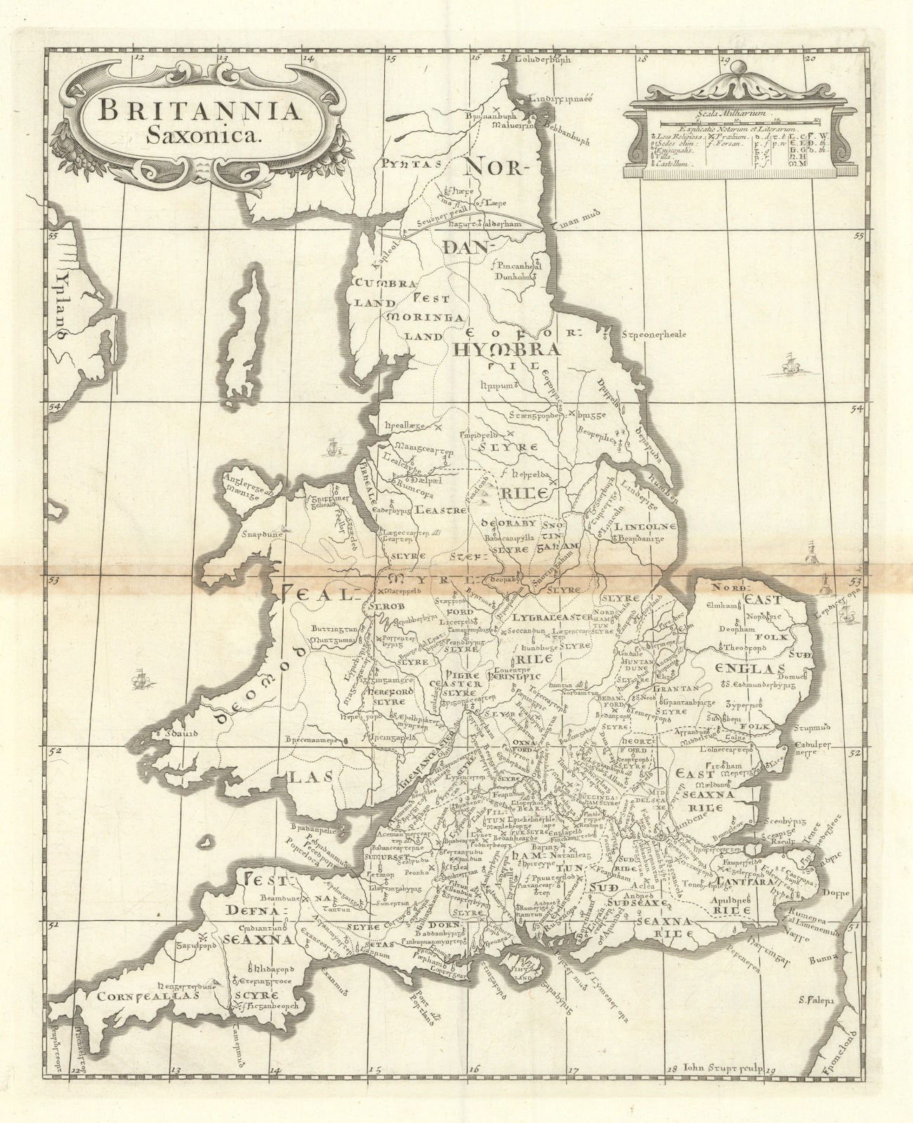 Saxon Britain.'BRITANNIA SAXONICA' by ROBERT MORDEN.Camden's Britannia 1695 map